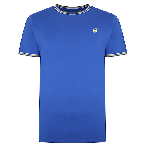 Bigdude T-Shirt mit Kontraststreifen Königsblau Tall Fit